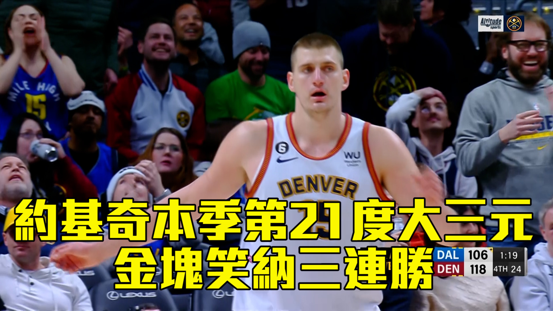 約基奇第21度大三元 金塊笑納三連勝 2/16