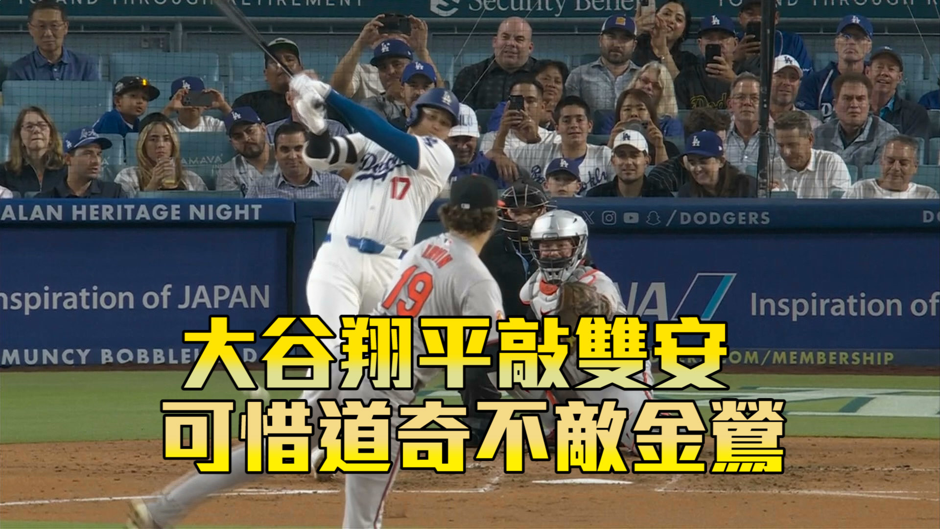 大谷翔平敲雙安 可惜道奇不敵金鶯 8/28