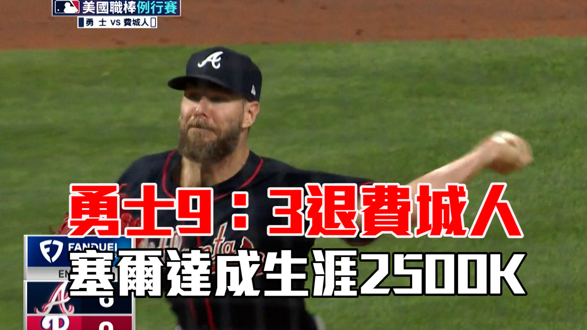 勇士9：3退費城人 塞爾達成生涯2500K 05/30