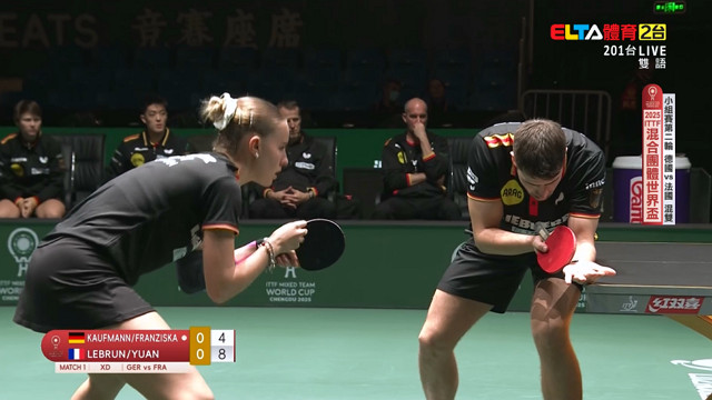 12/1 桌球混團世界盃 小組賽第2輪 德國 VS 法國