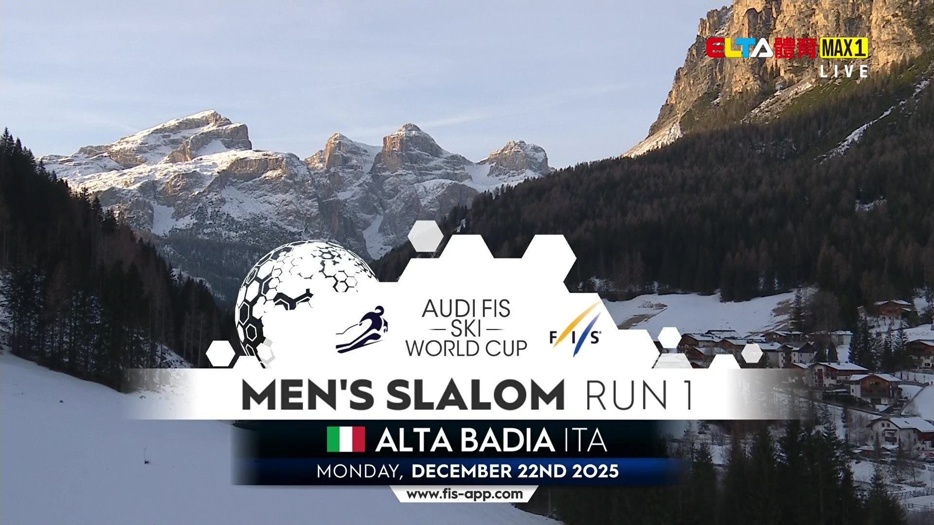 12/22 FIS高山滑雪世界盃 義大利站 男子曲道賽第1趟(原音)