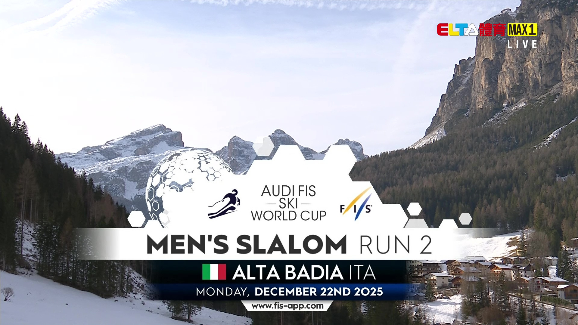 12/22 FIS高山滑雪世界盃 義大利站 男子曲道賽第2趟(原音)