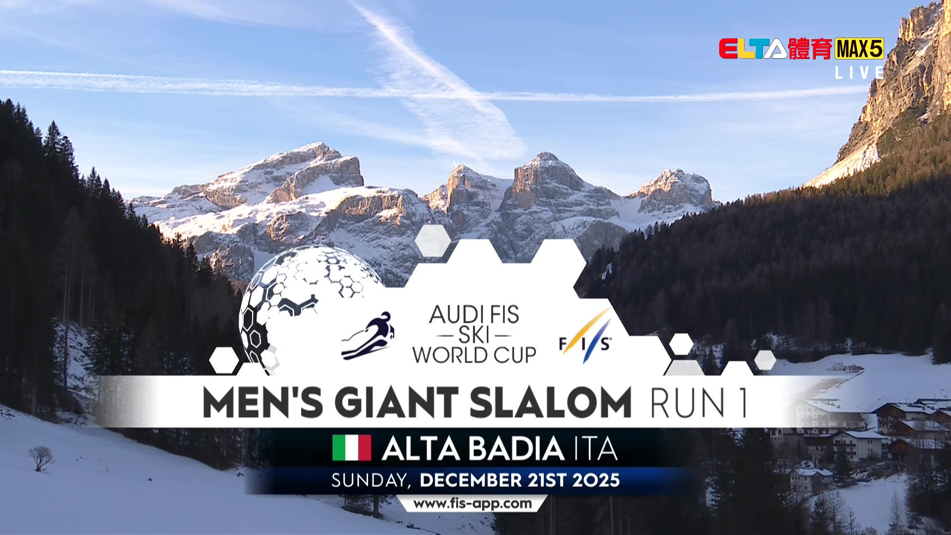 12/21 FIS高山滑雪世界盃 義大利站 男子大曲道賽第1趟(原音)