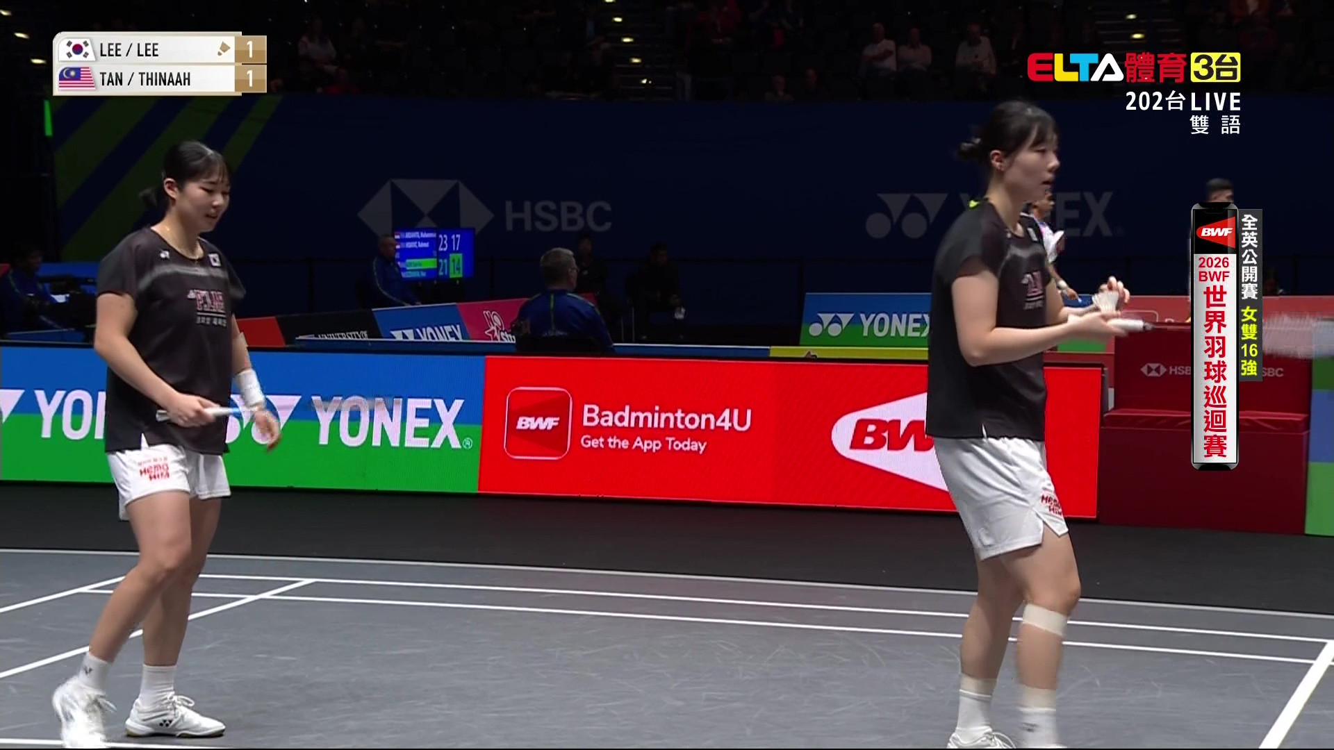 3/5 BWF 全英公開賽 16強(下) 第1場地