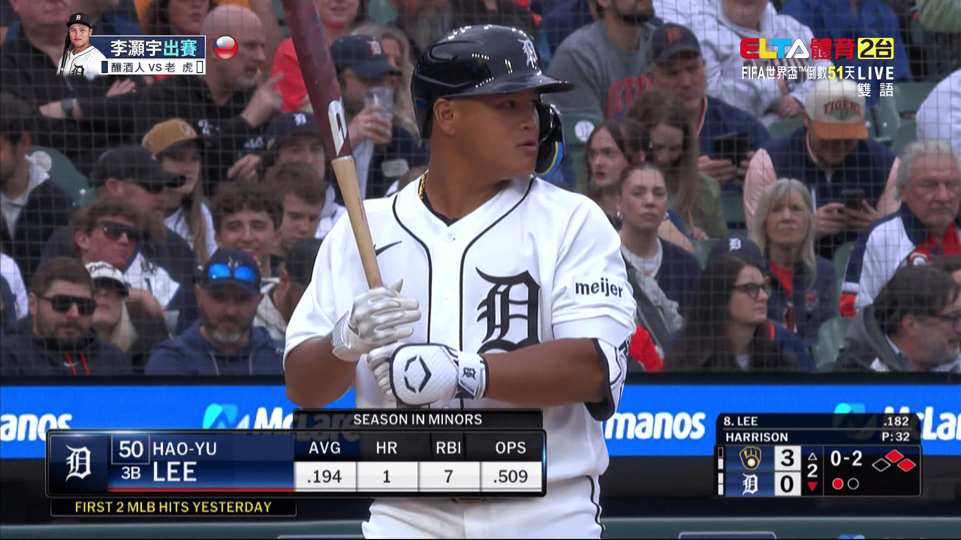 4/22 MLB 釀酒人 VS 老虎 李灝宇先發