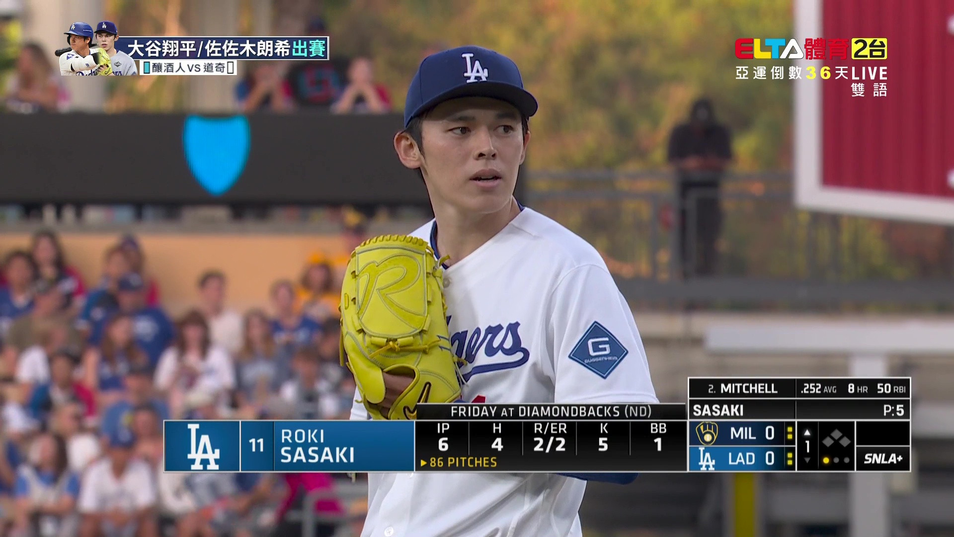 8/14 釀酒人 VS 道奇 佐佐木朗希先發