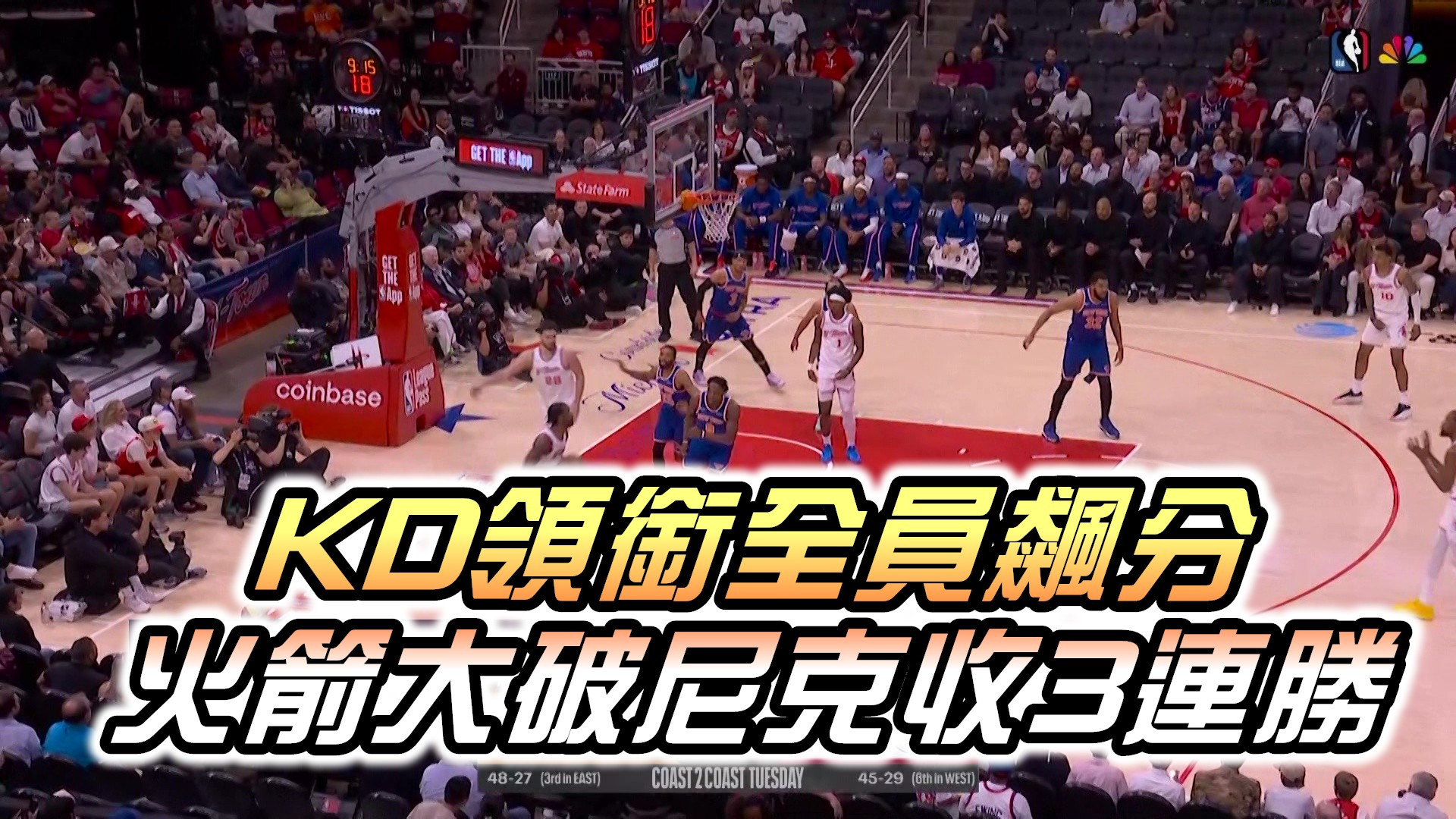 KD領銜全員飆分 火箭大破尼克收3連勝