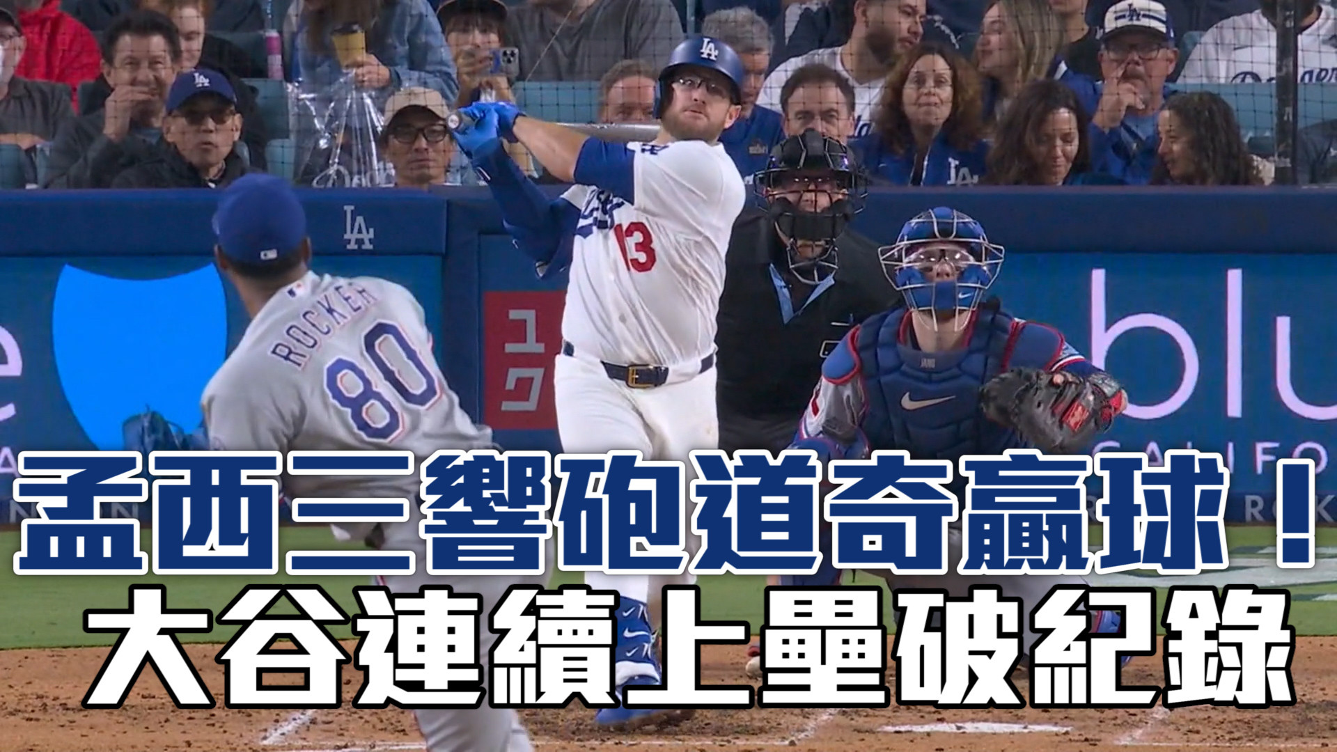 孟西三響砲道奇贏球！大谷連續上壘破紀錄