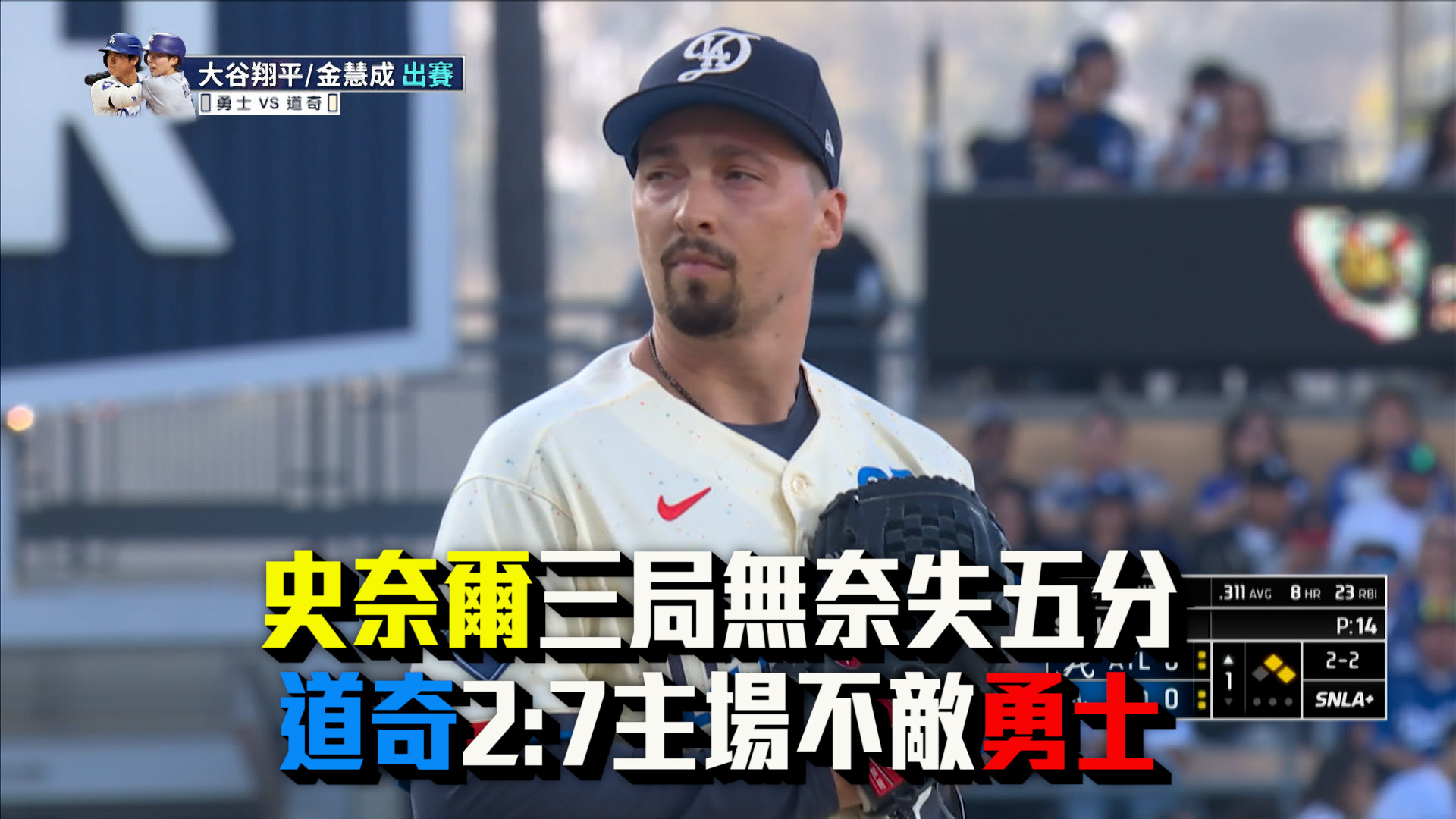 道奇打線全面熄火 主場2：7不敵斧頭幫