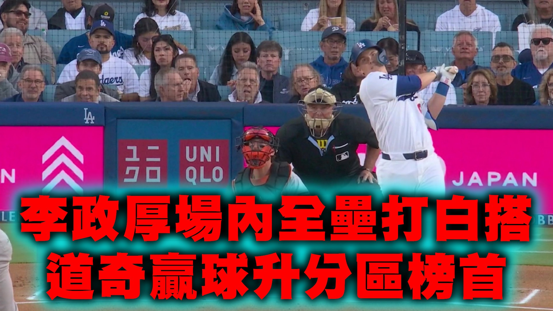 李政厚場內全壘打白搭 道奇贏球升分區榜首