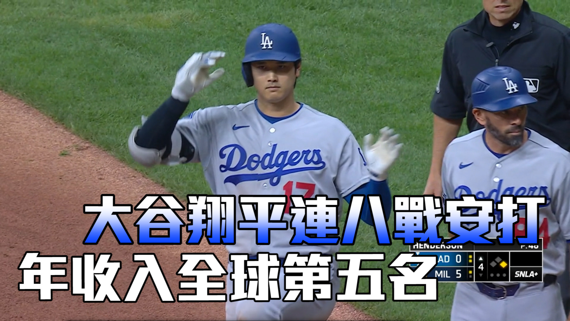 打者翔平連續安打中 年收衝全球前五