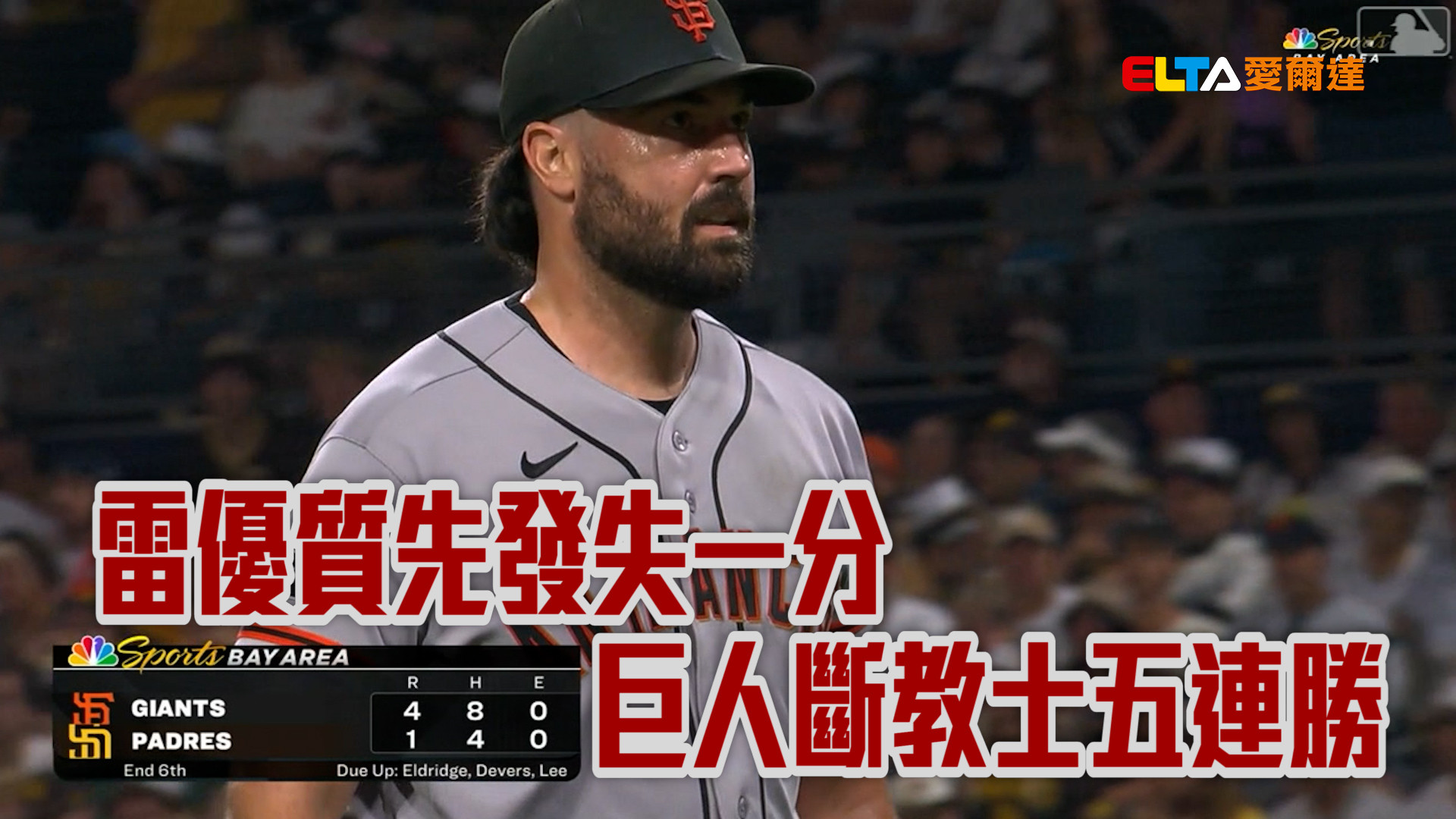 雷優質先發失一分 巨人斷教士五連勝