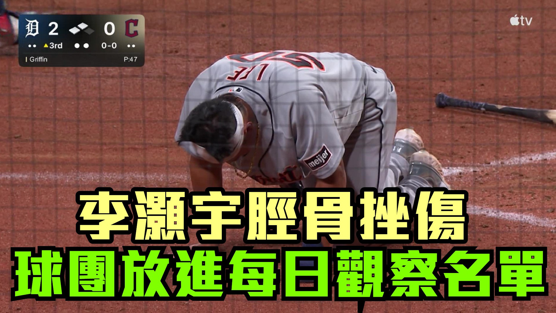 李灝宇脛骨挫傷 球團放進每日觀察名單