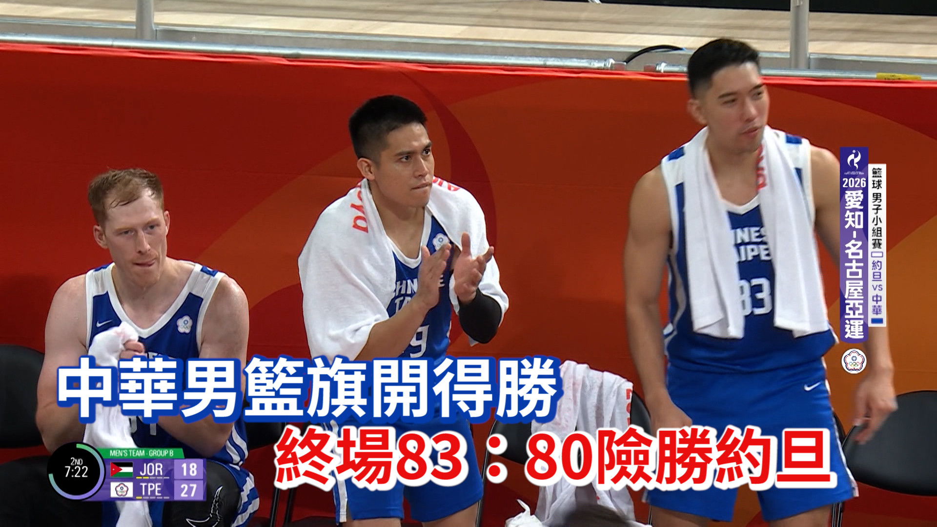 9/10 中華男籃旗開得勝 終場83：80險勝約旦
