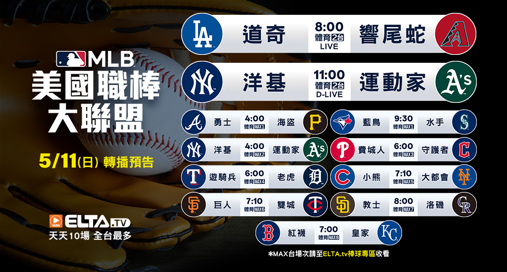 MLB 美國職棒大聯盟 - 轉播預告