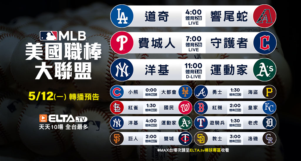 MLB 美國職棒大聯盟 - 轉播預告