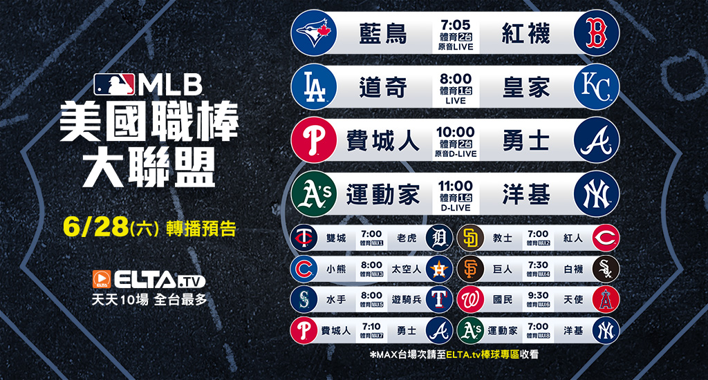 MLB 美國職棒大聯盟 - 轉播預告