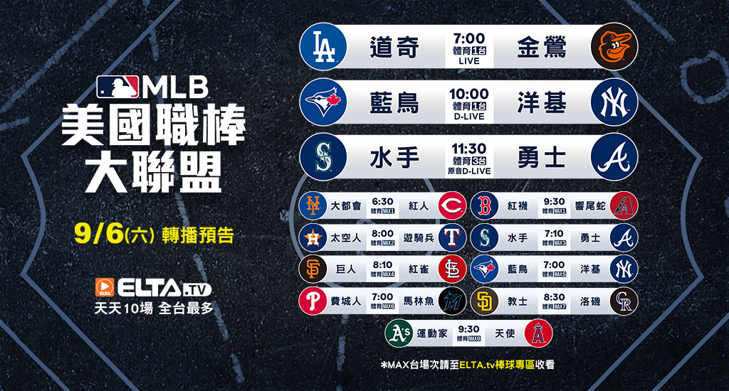 MLB 美國職棒大聯盟 - 轉播預告