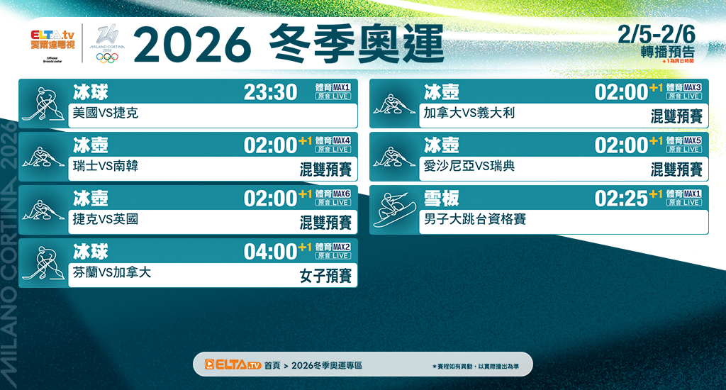 2026冬季奧運 鎖定愛爾達電視