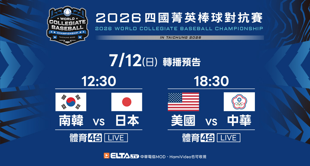 四國菁英棒球對抗賽 鎖定體育4台