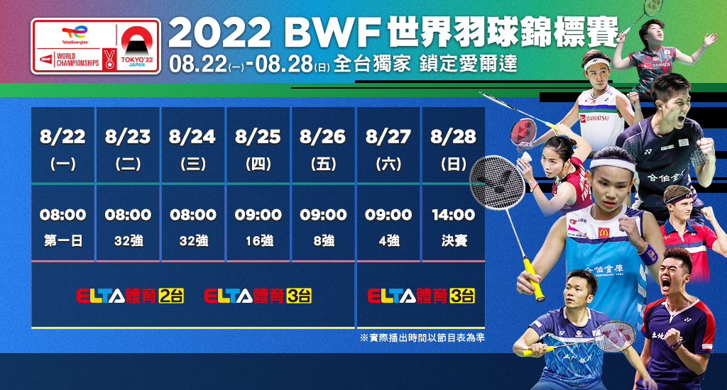 2022 BWF世界羽球錦標賽 全台獨家 鎖定愛爾達