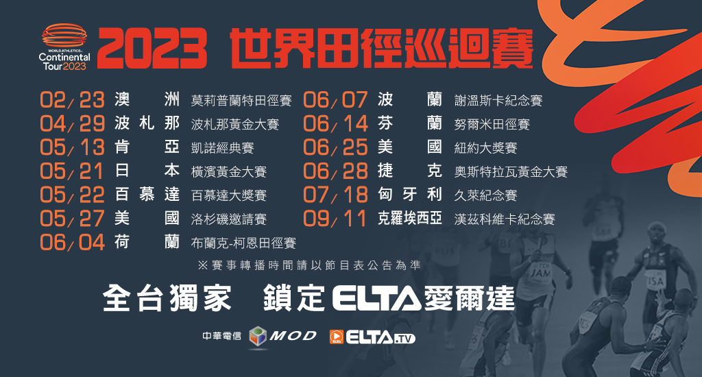 2023世界田徑巡迴賽 鎖定愛爾達