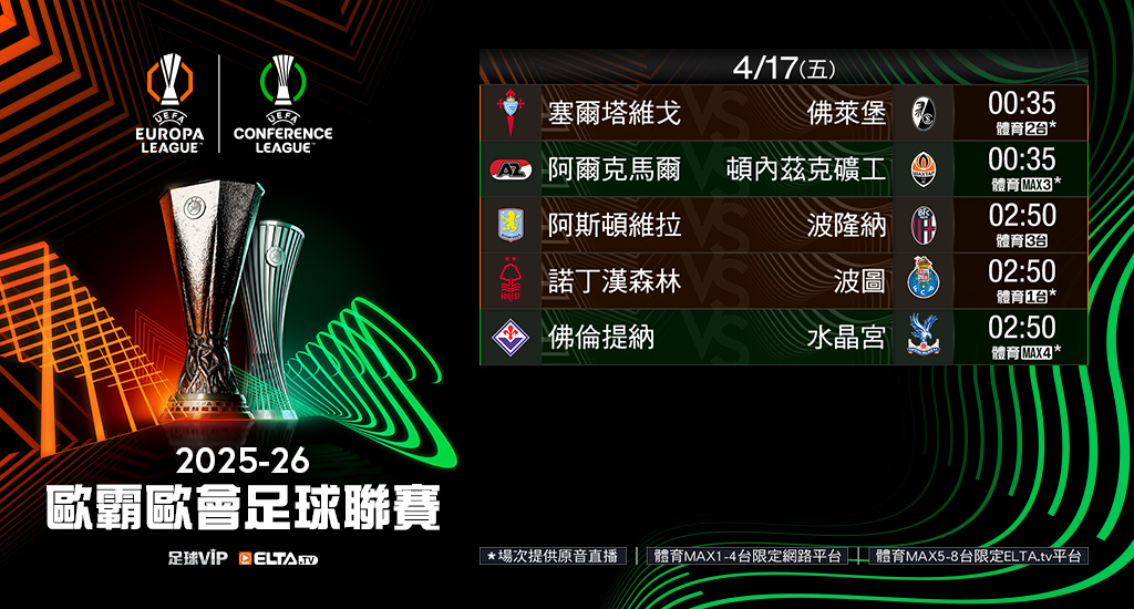 2025-26歐霸歐會 鎖定愛爾達足球VIP