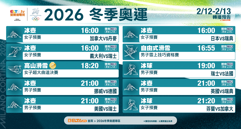 2026冬季奧運 鎖定愛爾達電視