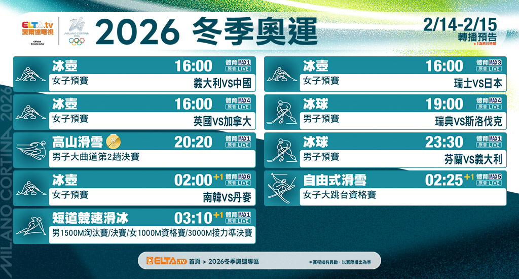 2026冬季奧運 鎖定愛爾達電視