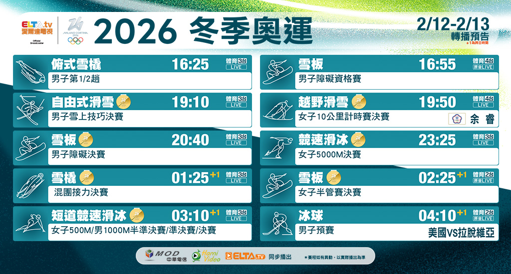 2026冬季奧運 鎖定愛爾達電視
