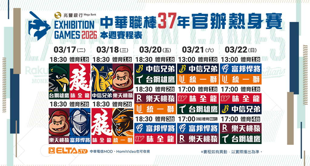 中華職棒37年官辦熱身賽 鎖定愛爾達