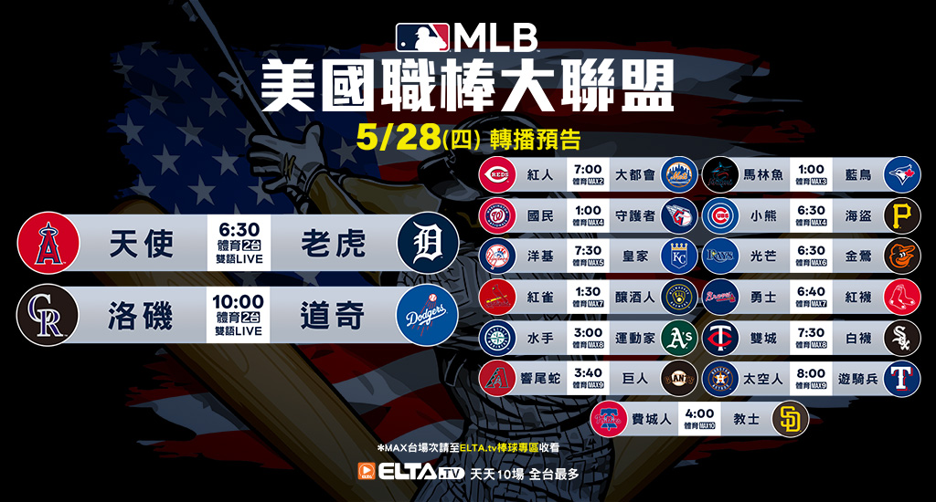 MLB 美國職棒大聯盟 - 天天10場直播鎖定ELTA.tv