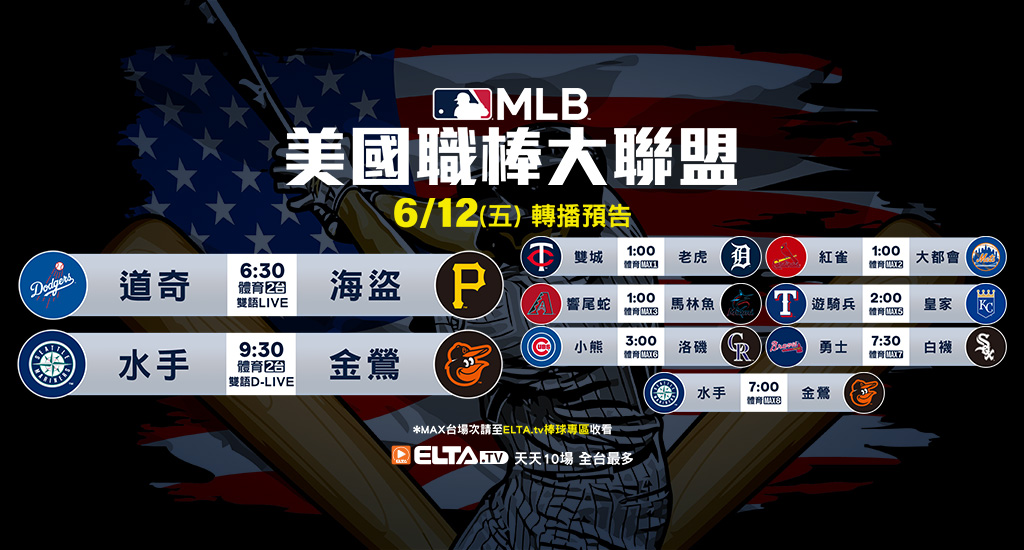 MLB 美國職棒大聯盟 - 天天10場直播鎖定ELTA.tv