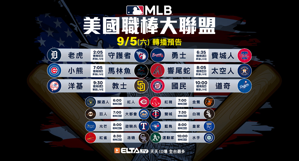 MLB 美國職棒大聯盟 - 天天10場直播鎖定ELTA.tv