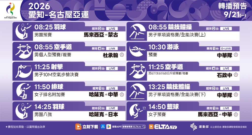 2026 愛知-名古屋亞運 鎖定愛爾達電視