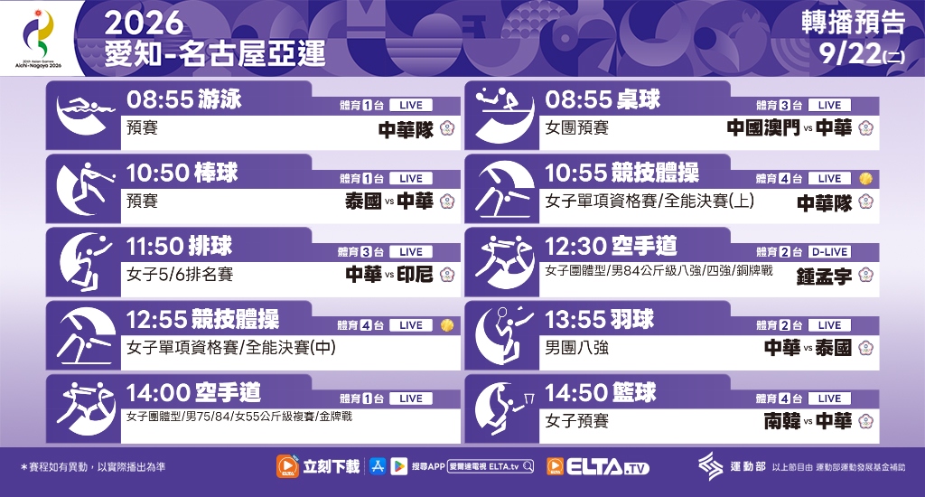 2026 愛知-名古屋亞運 鎖定愛爾達電視