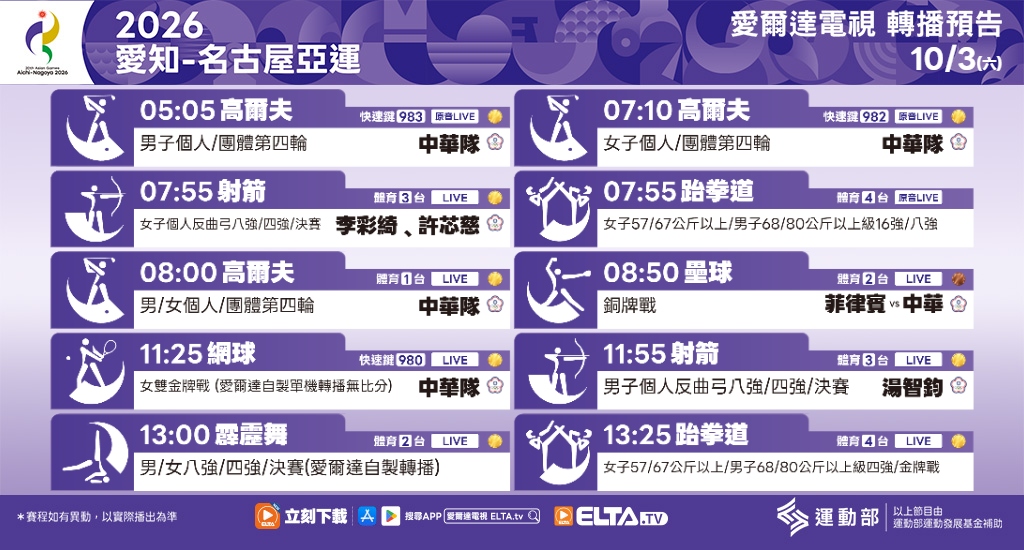 2026 愛知-名古屋亞運 鎖定愛爾達電視