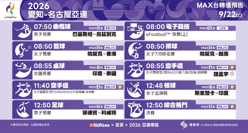 2026 愛知-名古屋亞運 鎖定愛爾達電視