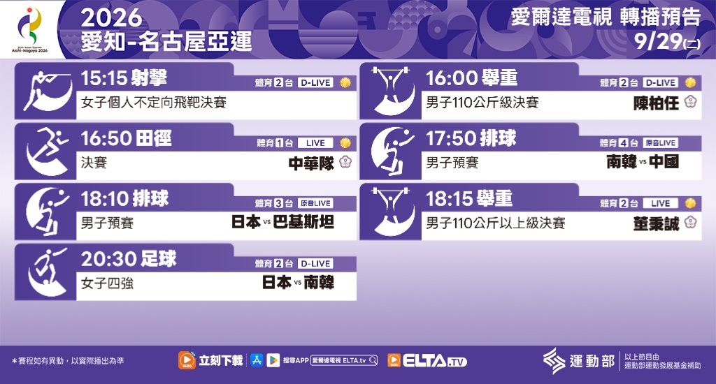 2026 愛知-名古屋亞運 鎖定愛爾達電視