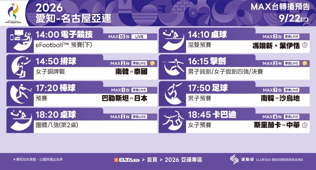 2026 愛知-名古屋亞運 鎖定愛爾達電視
