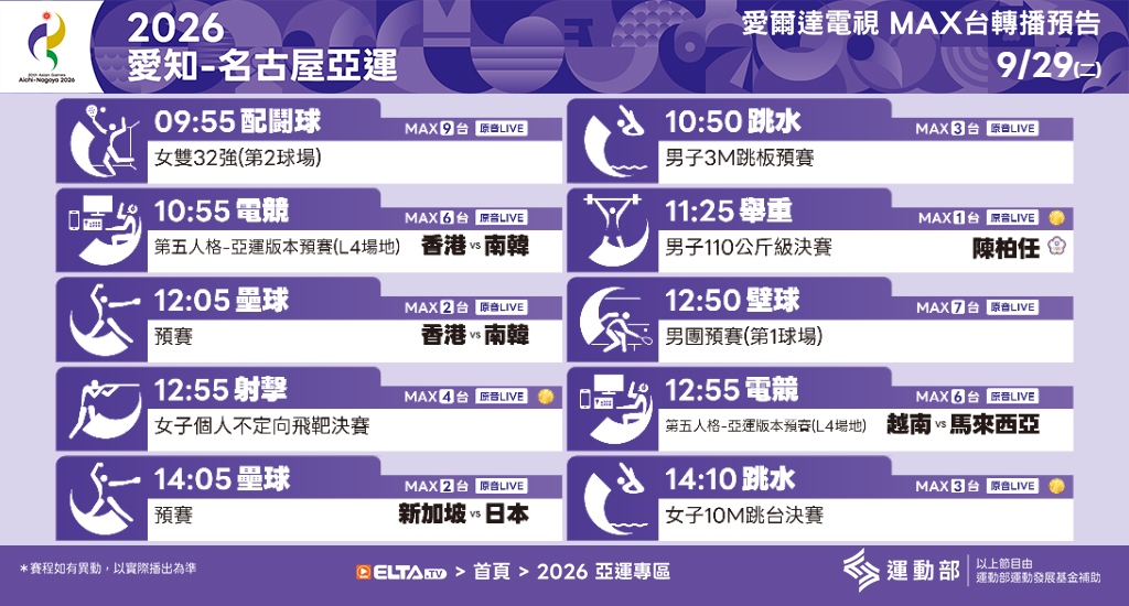 2026 愛知-名古屋亞運 鎖定愛爾達電視